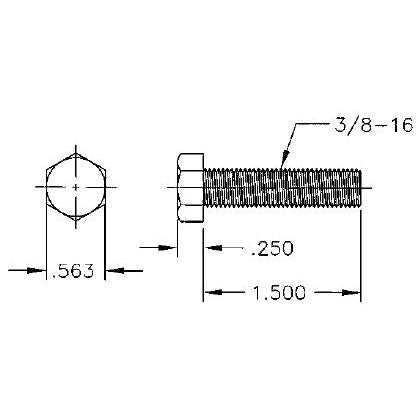 TE-CO 45101 HEX BOLT 3/8-16 X 1.50