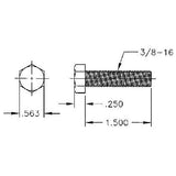 TE-CO 45101 HEX BOLT 3/8-16 X 1.50