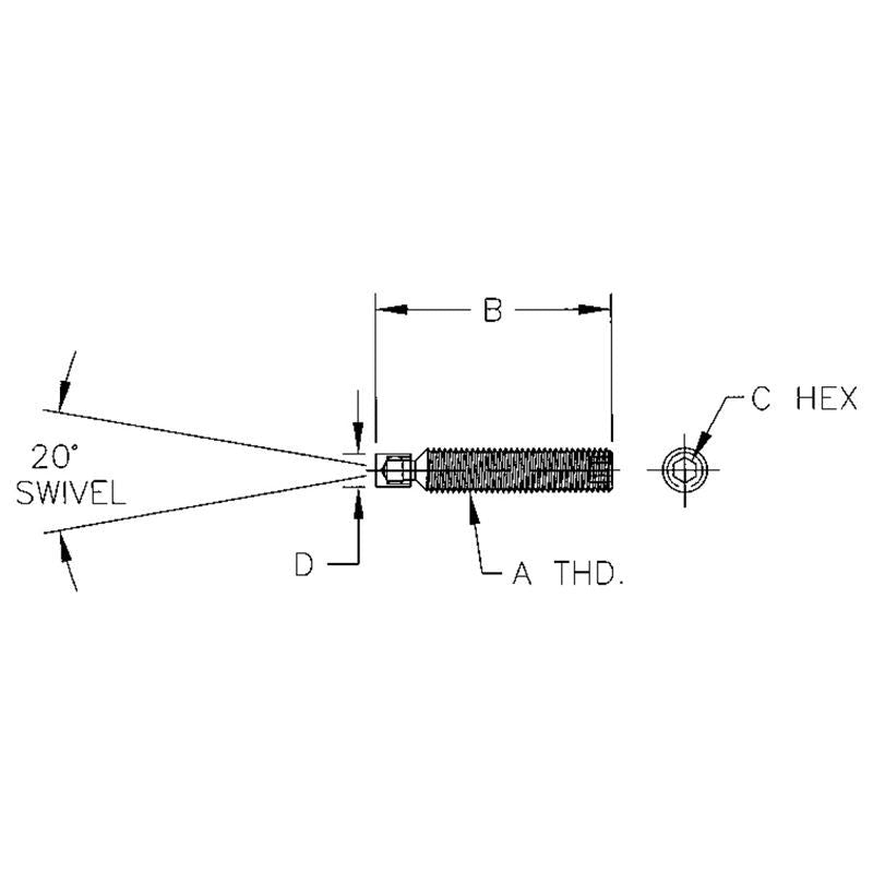 TE-CO 31231S HEX SOCKET SWIVEL SCREW CLAMP WITH SMALL PAD