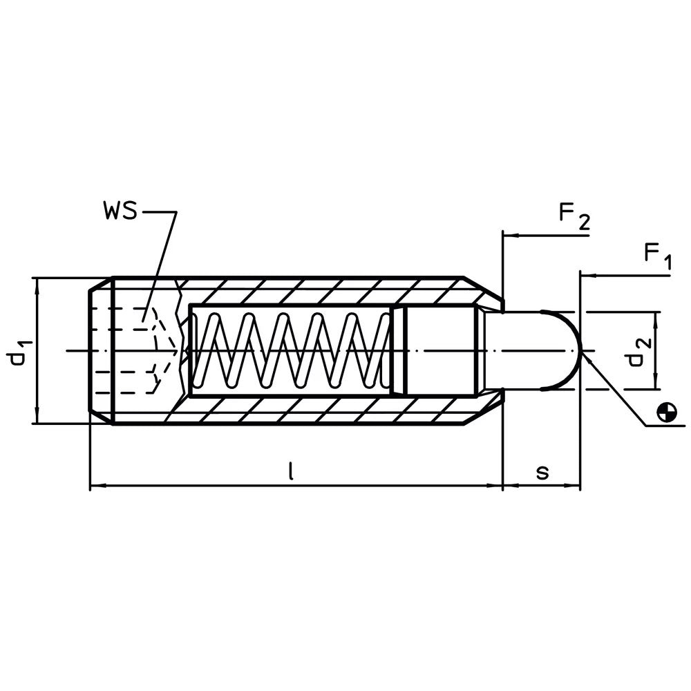 Spring Plunger with pin and internal hexagon - INCH - 2B030.0274