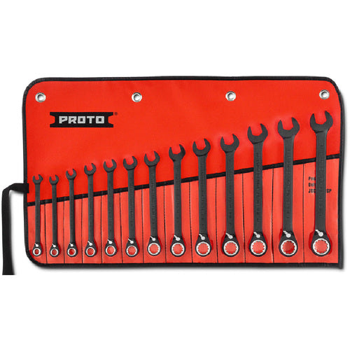 Proto KP4217980 Proto 13 Piece Black Chrome Reversible Combination Ratcheting Wrench Set - Spline