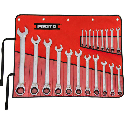 Proto KP4215320 Proto 20 Piece Full Polish Combination Reversible Ratcheting Wrench Set - 12 Point