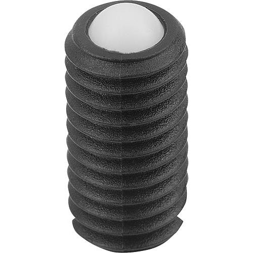 KIPP K0311.06 SPRING PLUNGER SPRING FORCE D=M06 L=14, PLASTIC, COMP:BALL POM