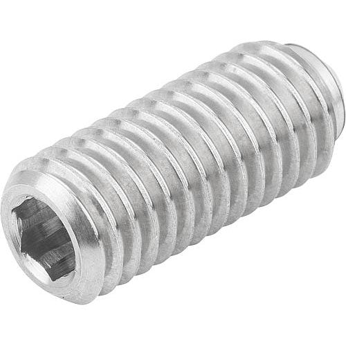 KIPP K0316.20 SPRING PLUNGER STANDARD SPRING FORCE D=M20 L=43, STAINLESS STEEL, COMP:BALL STAINLESS STEEL, PU=1