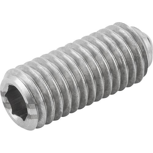 KIPP K0316.208 SPRING PLUNGER INTENSIFIED SPRING FORCE D=M08 L=18, STAINLESS STEEL, COMP:BALL STAINLESS STEEL, PU=10