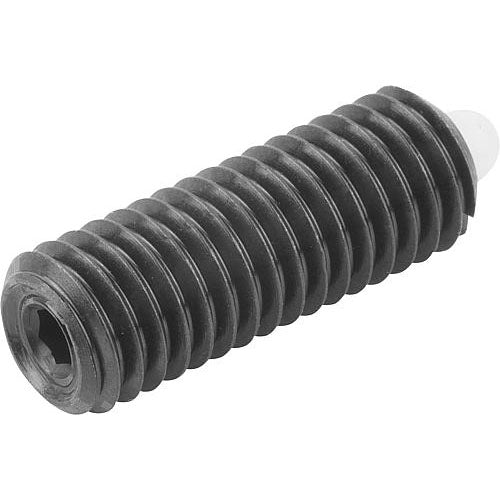 KIPP K0318.1AG SPRING PLUNGER LIGHT SPRING FORCE D=8-36 L=15, STEEL, COMP:PIN POM, PU=25