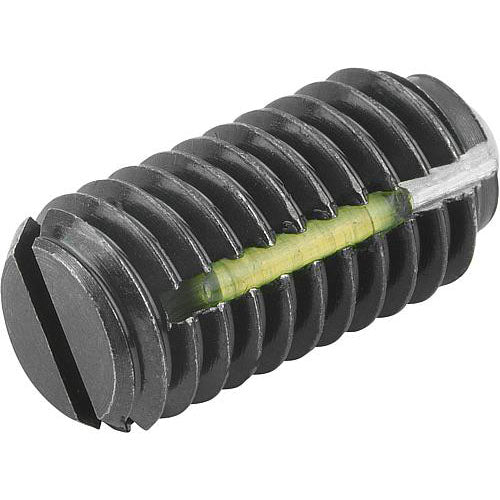 KIPP K0321.A1 SPRING PLUNGER STANDARD SPRING FORCE, WITH THREAD LOCK D=10-32 L=12, STEEL, COMP:BALL STEEL, PU=10