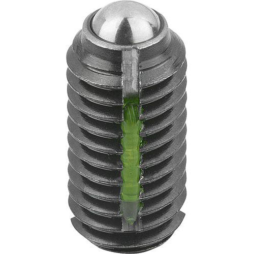 KIPP K0321.A1 SPRING PLUNGER STANDARD SPRING FORCE, WITH THREAD LOCK D=10-32 L=12, STEEL, COMP:BALL STEEL, PU=10