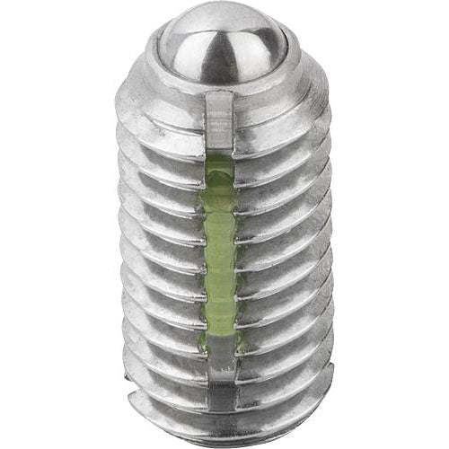 KIPP K0322.208 SPRING PLUNGER INTENSIFIED SPRING FORCE, WITH THREAD LOCK D=M08 L=16, STAINLESS STEEL, COMP:BALL STAINLESS