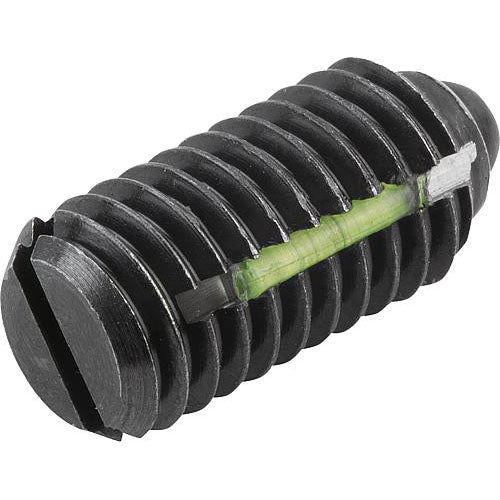 KIPP K0323.12 SPRING PLUNGER STANDARD SPRING FORCE, WITH THREAD LOCK D=M12 L=22, STEEL, COMP:PIN STEEL, PU=5