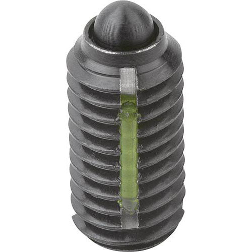 KIPP K0323.205 SPRING PLUNGER INTENSIFIED SPRING FORCE, WITH THREAD LOCK D=M05 L=12, STEEL, COMP:PIN STEEL, PU=10