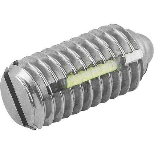 KIPP K0324.16 SPRING PLUNGER STANDARD SPRING FORCE, WITH THREAD LOCK D=M16 L=24, STAINLESS STEEL, COMP:PIN STAINLESS STEEL, PU=5