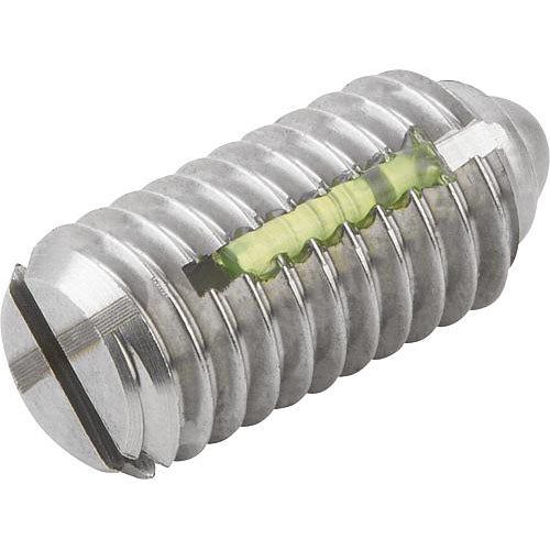 KIPP K0324.116 SPRING PLUNGER LIGHT SPRING FORCE, WITH THREAD LOCK D=M16 L=24, STAINLESS STEEL, COMP:PIN STAINLESS STEEL, PU=5