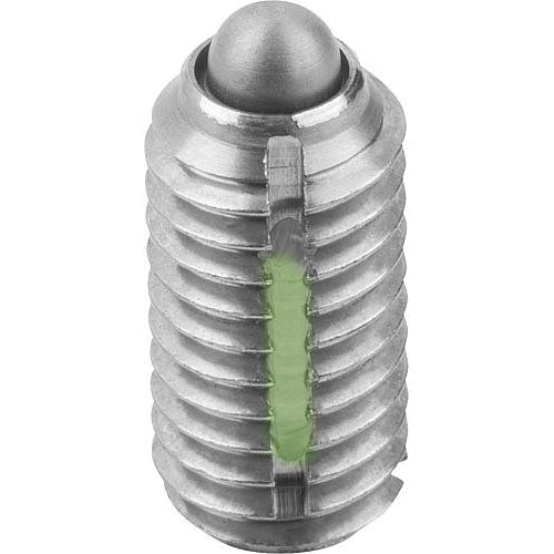 KIPP K0324.208 SPRING PLUNGER INTENSIFIED SPRING FORCE, WITH THREAD LOCK D=M08 L=16, STAINLESS STEEL, COMP:PIN STAINLESS