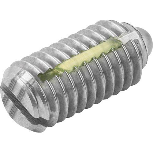 KIPP K0324.206 SPRING PLUNGER INTENSIFIED SPRING FORCE, WITH THREAD LOCK D=M06 L=14, STAINLESS STEEL, COMP:PIN STAINLESS