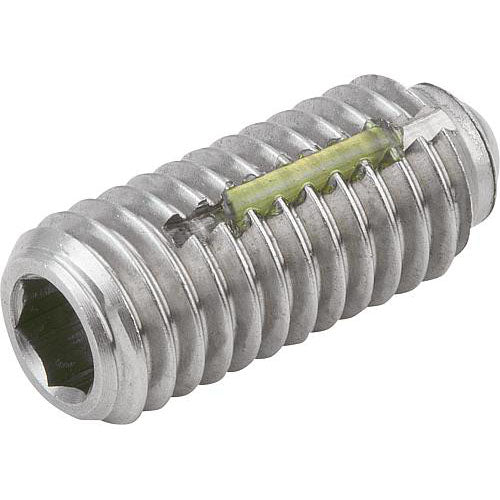 KIPP K0326.10 SPRING PLUNGER STANDARD SPRING FORCE, WITH THREAD LOCK D=M10 L=23, STAINLESS STEEL, COMP:BALL STAINLESS STEEL