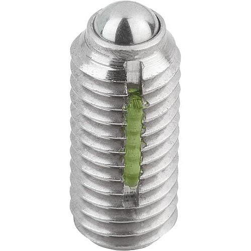 KIPP K0326.A3 SPRING PLUNGER STANDARD SPRING FORCE, WITH THREAD LOCK D=5/16-18 L=18, STAINLESS STEEL, COMP:BALL STAINLESS STEEL, PU=10