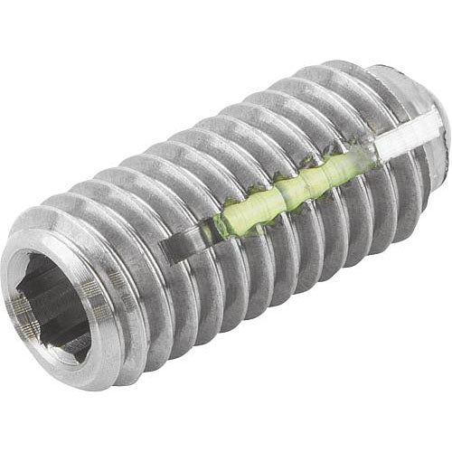 KIPP K0326.2A3 SPRING PLUNGER INTENSIFIED SPRING FORCE, WITH THREAD LOCK D=5/16-18 L=18, STAINLESS STEEL, COMP:BALL STAINLESS