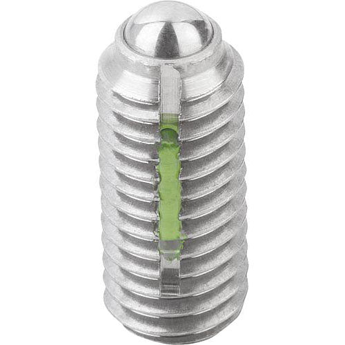 KIPP K0326.2A4 SPRING PLUNGER INTENSIFIED SPRING FORCE, WITH THREAD LOCK D=3/8-16 L=23, STAINLESS STEEL, COMP:BALL STAINLESS