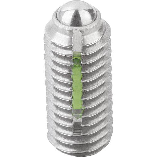 KIPP K0326.210 SPRING PLUNGER INTENSIFIED SPRING FORCE, WITH THREAD LOCK D=M10 L=23, STAINLESS STEEL, COMP:BALL STAINLESS