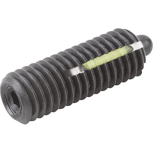 KIPP K0327.116 SPRING PLUNGER LIGHT SPRING FORCE, WITH THREAD LOCK D=M16 L=32, STEEL, COMP:PIN STEEL, PU=5