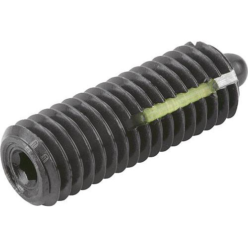 KIPP K0327.206 SPRING PLUNGER INTENSIFIED SPRING FORCE, WITH THREAD LOCK D=M06 L=20, STEEL, COMP:PIN STEEL, PU=10