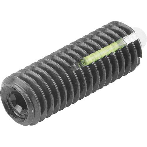 KIPP K0328.12 SPRING PLUNGER STANDARD SPRING FORCE, WITH THREAD LOCK D=M12 L=28, STEEL, COMP:PIN POM, PU=5