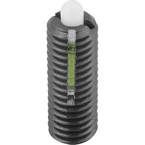 KIPP K0328.AJ SPRING PLUNGER STANDARD SPRING FORCE, WITH THREAD LOCK D=1/4-28 L=20, STEEL, COMP:PIN POM, PU=10
