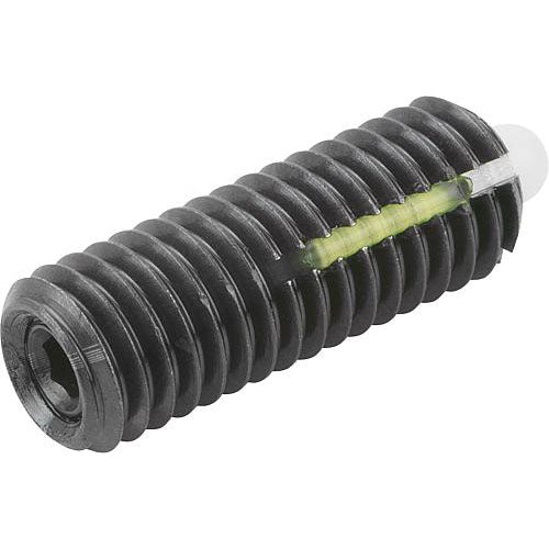 KIPP K0328.1A4 SPRING PLUNGER LIGHT SPRING FORCE, WITH THREAD LOCK D=3/8-16 L=22, STEEL, COMP:PIN POM, PU=10
