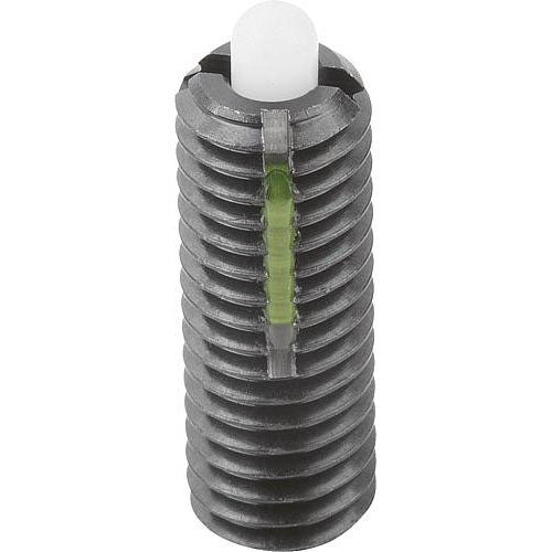 KIPP K0328.1A3 SPRING PLUNGER LIGHT SPRING FORCE, WITH THREAD LOCK D=5/16-18 L=22, STEEL, COMP:PIN POM, PU=10