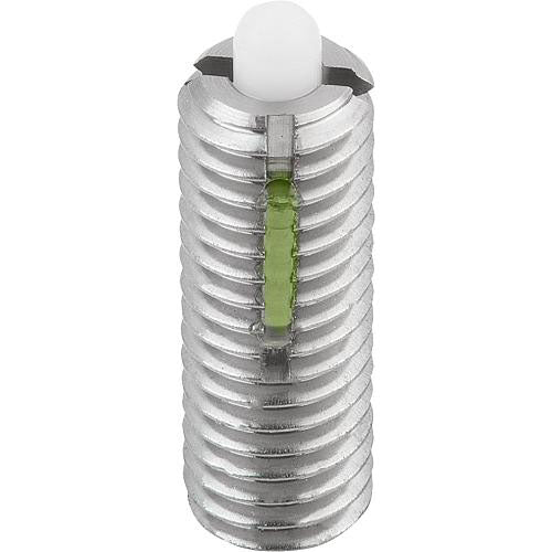 KIPP K0330.06 SPRING PLUNGER STANDARD SPRING FORCE D=M06 L=20, STAINLESS STEEL, WITH THREAD LOCK, COMP:PIN POM, PU=5