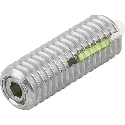 KIPP K0330.08 SPRING PLUNGER STANDARD SPRING FORCE D=M08 L=22, STAINLESS STEEL, WITH THREAD LOCK, COMP:PIN POM, PU=5