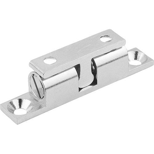 KIPP K0583.60 DOUBLE BALL CATCH, L=60, B=11, H=13,2, A=50, BRASS CHROMED, COMP:BALL STAINLESS STEEL