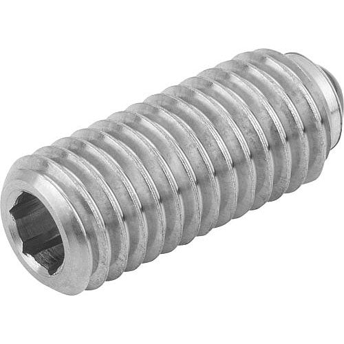 KIPP K0610.06 SPRING PLUNGER, HEXAGON SOCKET, SPRING FORCE, D=M06, L=15, STAINLESS STEEL, COMP:BALL CERAMIC