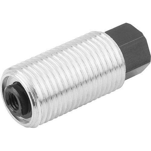 KIPP K0977.1116 SPRING PUSH-PULL PLUNGER SPRING FORCE, WITH ROTATION LOCK D=M16X1,5 L=28, FORM:I, STEEL, COMP:PIN STEEL