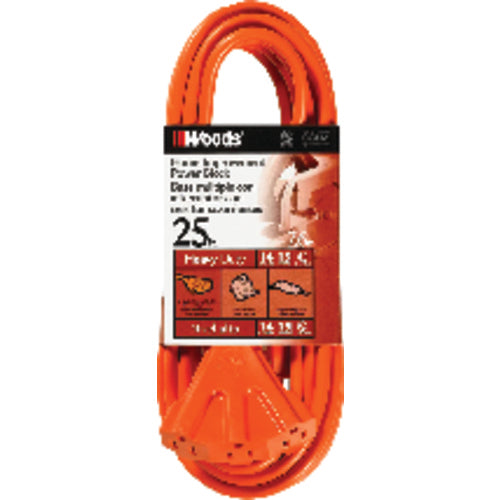 Woods KD608825 Extension Cord - 25' Extra HD 3-Outlet (Power Block)