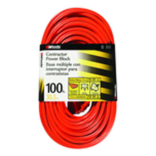 Woods KD608820 Extension Cord - 100' Extra HD 3-Outlet (Power Block)