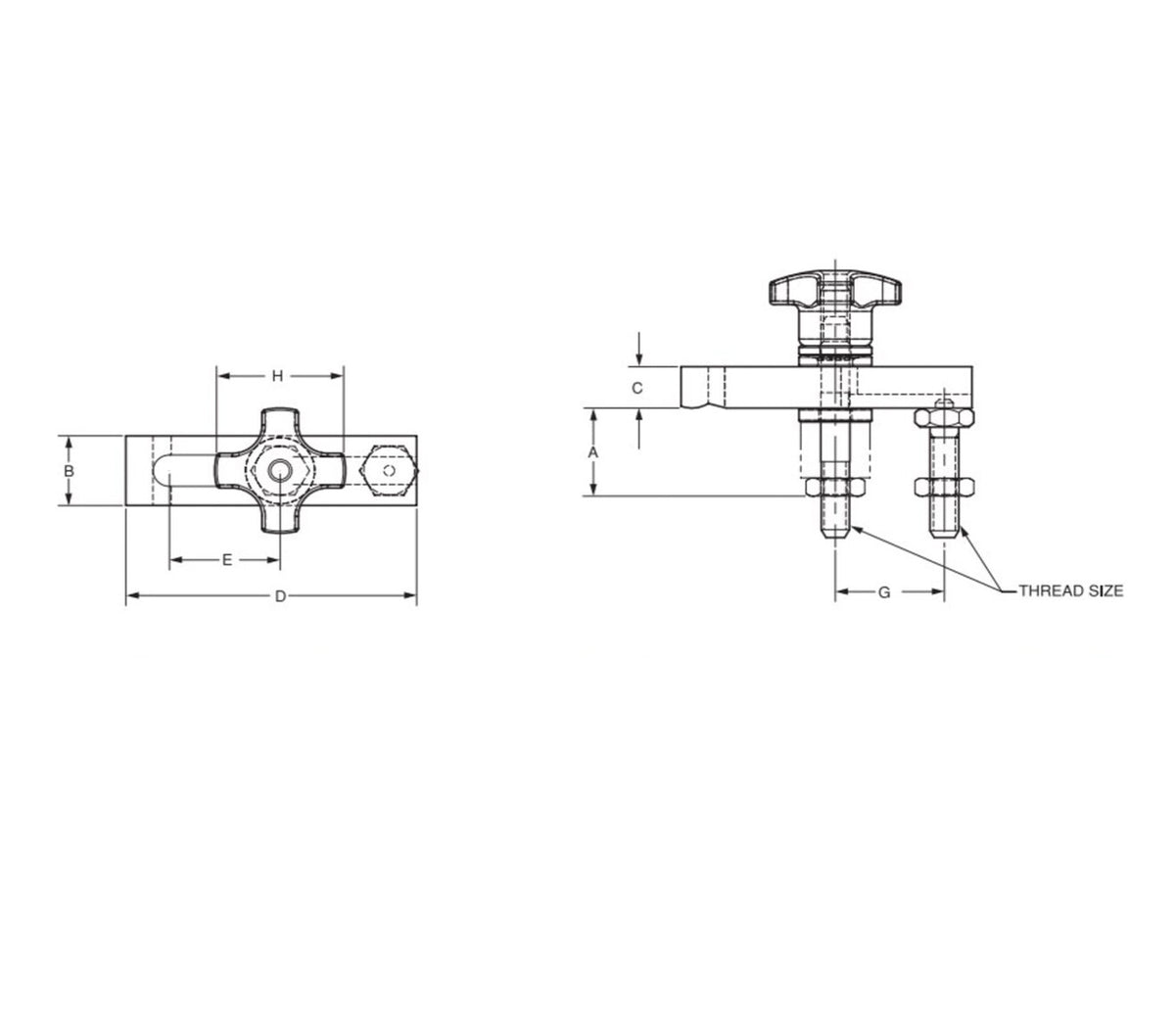 JERGENS CLAMP ASSY, 1/4-20 W/ HND KNOB, RADIUS END - 13512