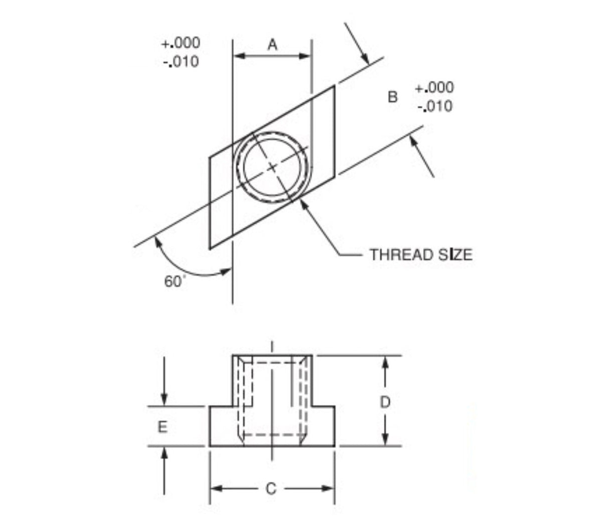 JERGENS KWIK T-NUT,11/16 T-SLOT 5/8-11 - 43338