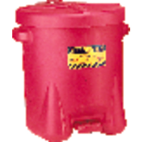 Eagle LC50935FL Model 935FL–10 gallon Polyethylene Oily Waste Can - Self closing lid with foot lever - Red HDPE