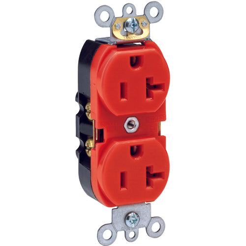 Leviton LV105362SR 20 A; 125 Volt; NEMA 5-20R; 3W; Straight Blade Wiring Device - Red