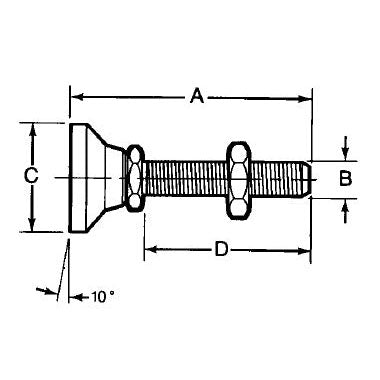 Te-Co 44453 Zinc Coating Leveling Pad & Stud Assembly 3/4