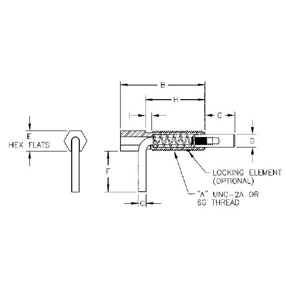 Te-Co 64201 Stainless Steel Locking Handle Lever Type Spring Plunger M6 X 1.0