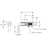 TE-CO 54310X STEEL L HANDLE PLGR NON LOCK 1/4-20 NO NYLOK