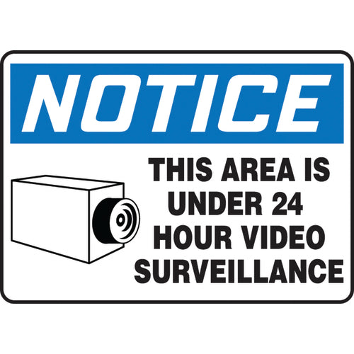 Accuform KB70625P Sign, Notice This Area Is Under 24 Hour Video Surveillance, 10