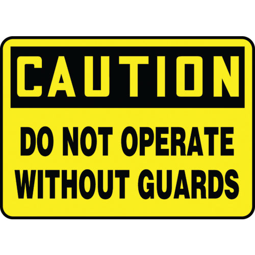 Accuform KB70855V Sign, Caution Do Not Operate Without Guards, 10