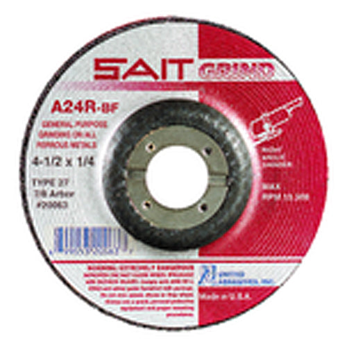 United Abrasives MG4120007 4" x 1/8" x 3/8" - Aluminum Oxide A24R - Depressed Center Wheel