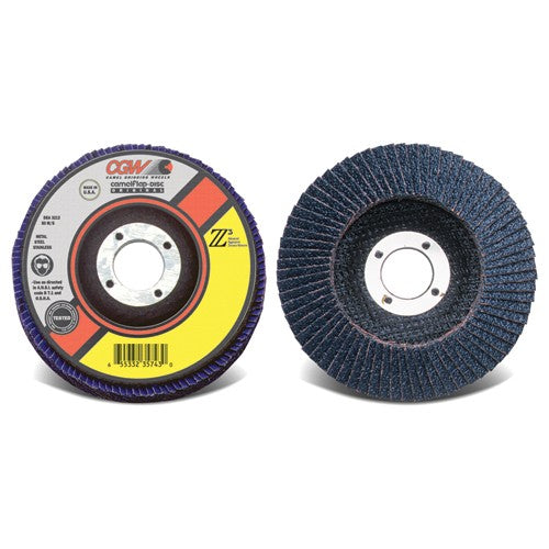 CGW MG9042362 4 1/2" X 7/8"-40 Grit - Zirconia-Stainless Angled Flap Disc