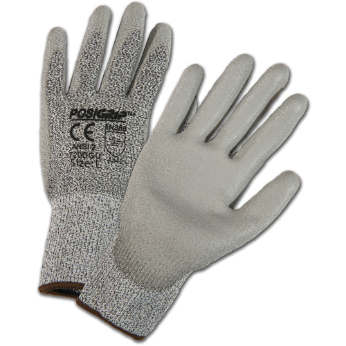West Chester KP8872005 HPPE High Performance Yarn Shell, Gray Polyurethane Palm Cut Resistant Gloves Large