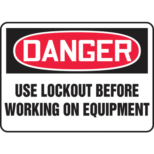 Accuform KB70800V Sign, Danger Use Lockout Before Working On Equipment, 7